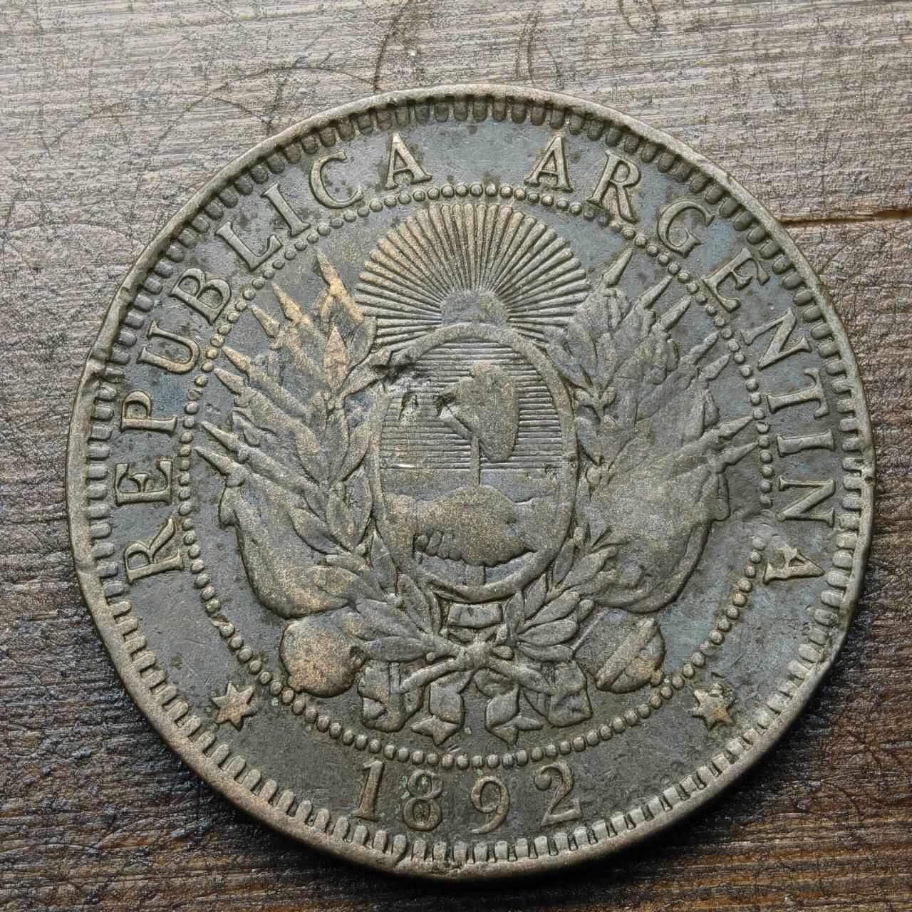 【铜匠收藏】★第142★散币专场 不寄存，30包邮。不满30元，支付5元运费。《接受代拍 代送NGC评级》 13【无寄存】阿根廷 1892年 女神头像 2分 铜币