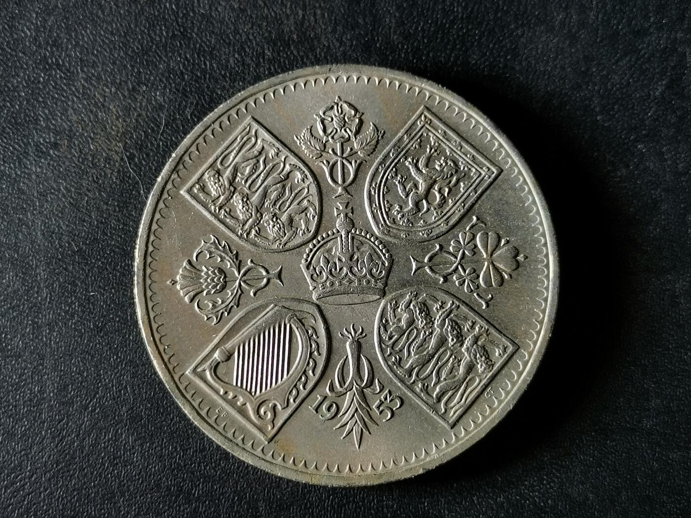 逸泉钱币2026A第五场A各国纸币沙俄散币纪念币系列A702-882 479精美1953伊丽莎白女王登基克朗纪念币