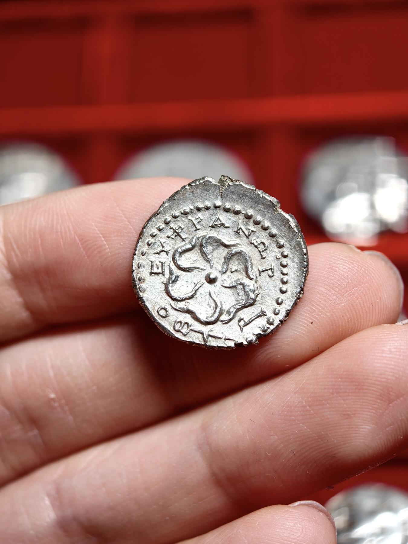 NGC评MS古希腊罗德岛太阳神玫瑰银币