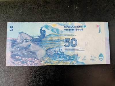 鑫鑫爱钱币2026-01-30 - 2015-阿根廷-50比索【UNC马岛纪念币】