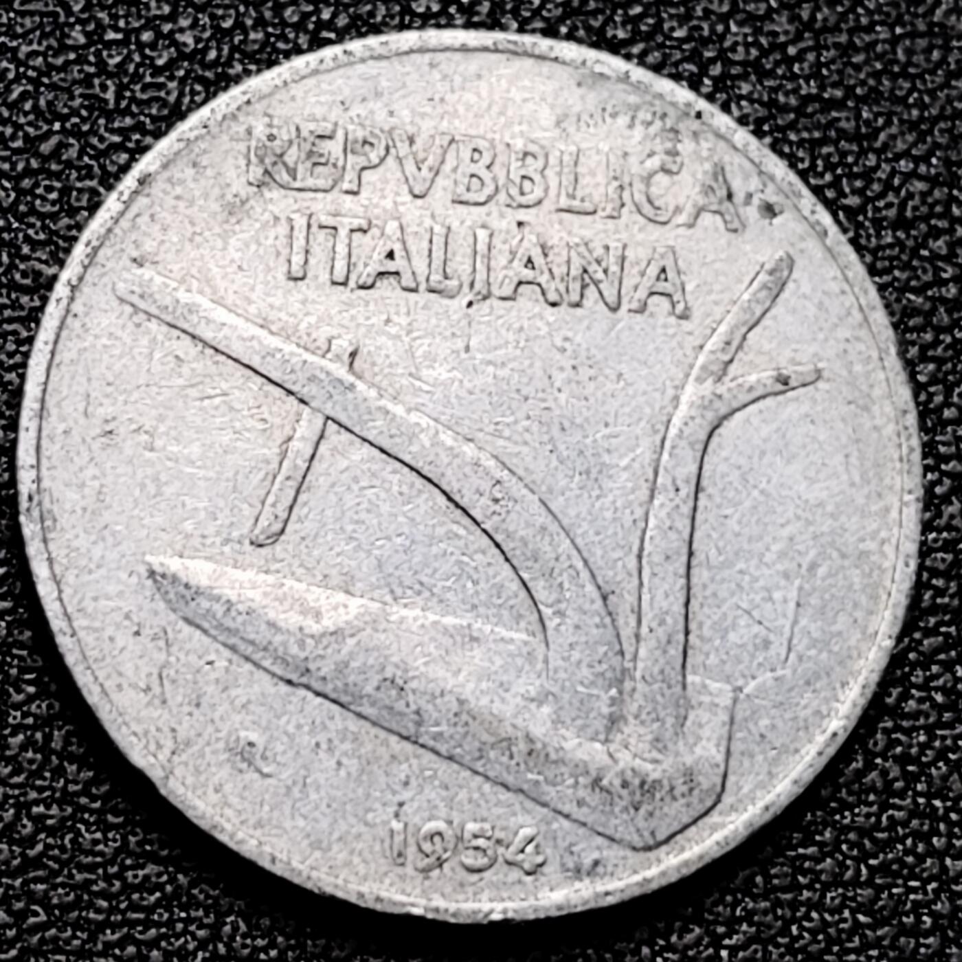 泉币菌-第176场- 精品福利场 意大利1954年 10里拉铝币 麦穗 古犁23.3mm