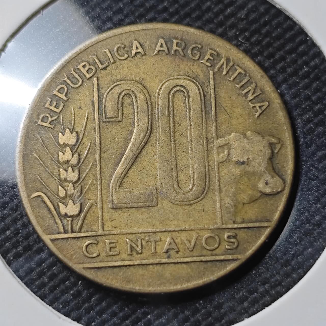 KK钱币收藏小铺  第390期  2月预留时间 周末发货  1947阿根廷20分铜币