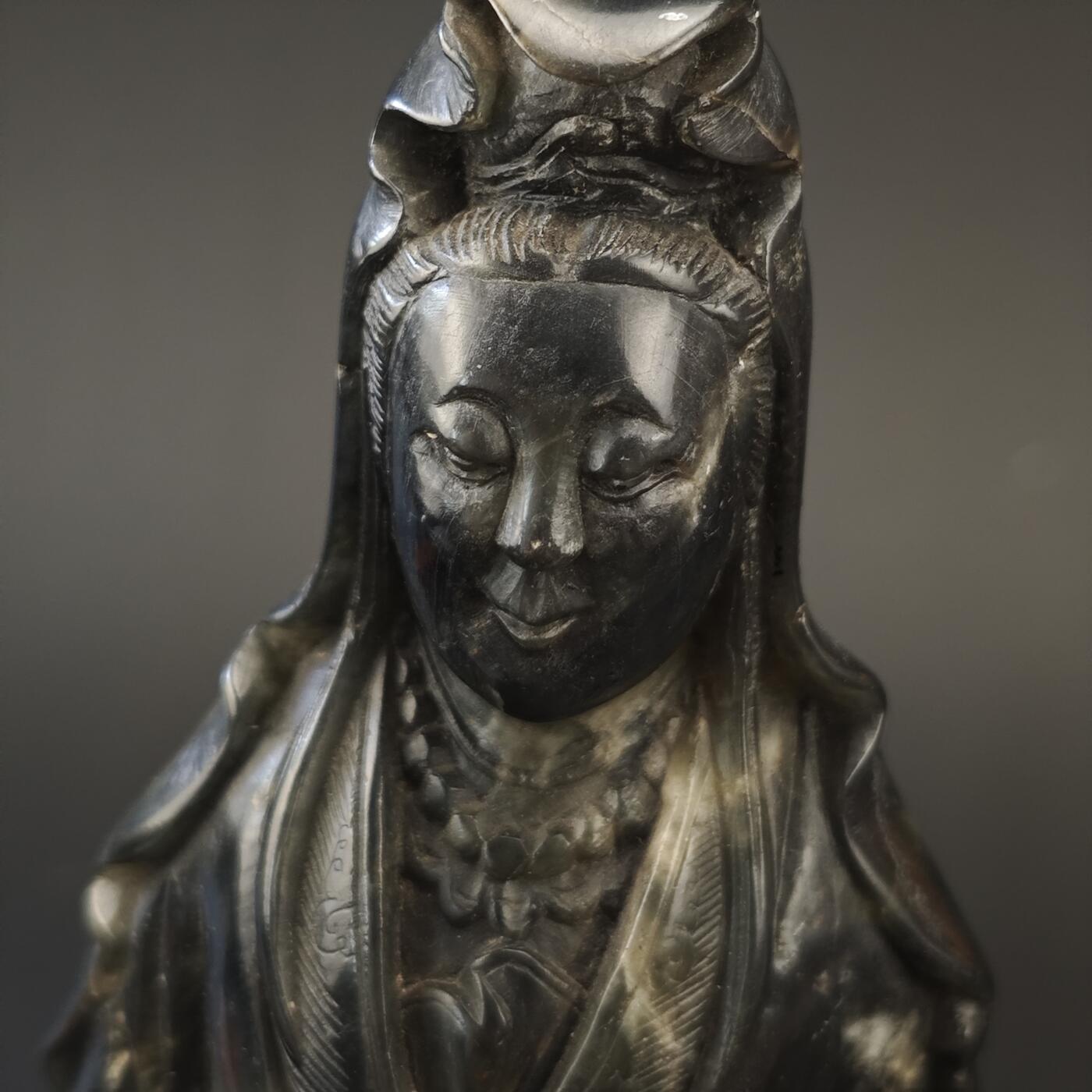 上海都达杂项专场九（全场包邮） 民国 玉雕书卷观音造像连座1-376