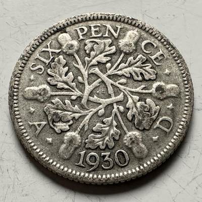 🌹外币初藏🌹🐯2026年第13场  每周二四六晚8️⃣点 接代拍 -  英国1930年6便士银币 2.8克50%银