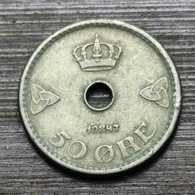 【铜匠收藏】★第141★散币专场 不寄存，30包邮。不满30元，支付5元运费。《接受代拍 代送NGC评级》 - 62【无寄存】1947年 挪威 50欧尔