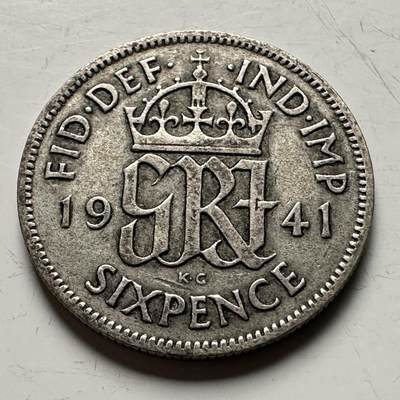 🌹外币初藏🌹🐯2026年第13场  每周二四六晚8️⃣点 接代拍 -  英国1941年6便士银币 2.8克50%银