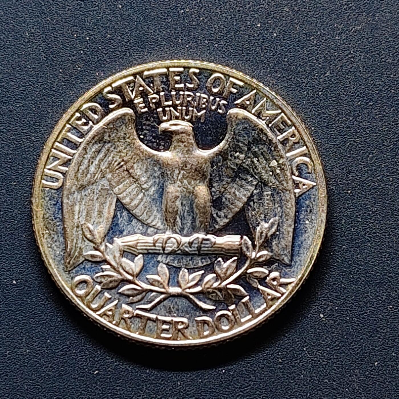 【全场包邮】纯粹捡漏拍498场-持续更新中 美国1960年华盛顿25分精制银币【24.3毫米6.25克90%，估算纯银价约158元（按28元/克银价核算）】