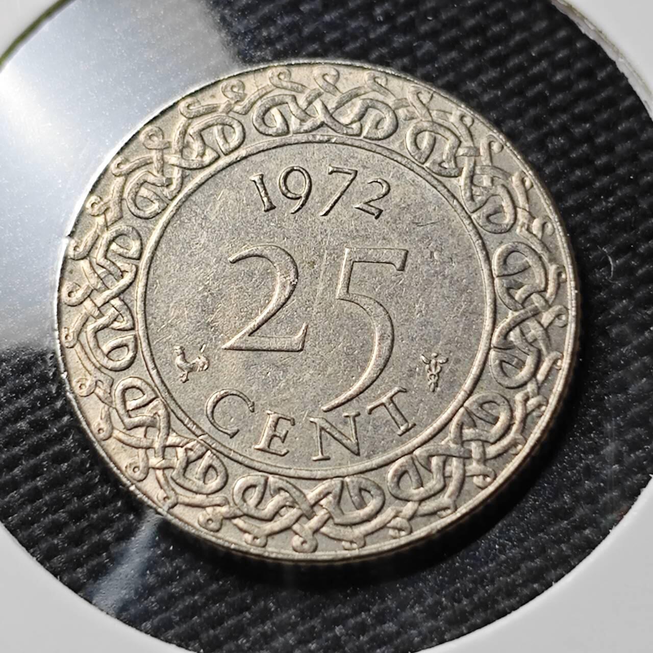 KK钱币收藏小铺  第390期  2月预留时间 周末发货  1972苏里南25分