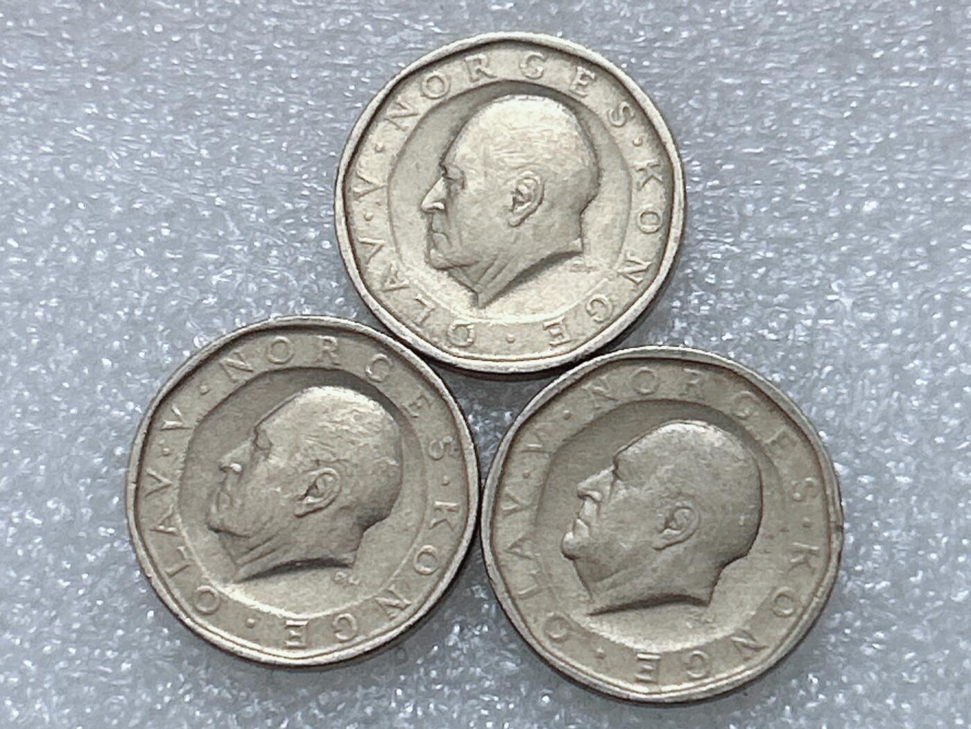 第一海外回流一元起拍收藏 散集专场  第296期 挪威80年代10克朗硬币 3枚