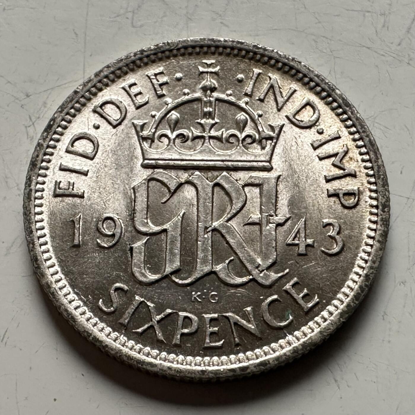 🌹外币初藏🌹🐯2026年第13场  每周二四六晚8️⃣点 接代拍  英国1943年6便士银币 2.8克50%银 好品