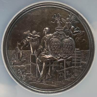 掌中浮雕-藏着的欧洲第051场 - NGC MS62 : 1785年德国纺织业主约翰·冯德莱恩与卡塔琳娜·戈延银婚纪念银章，46mm, 老古董婚章，五彩包浆