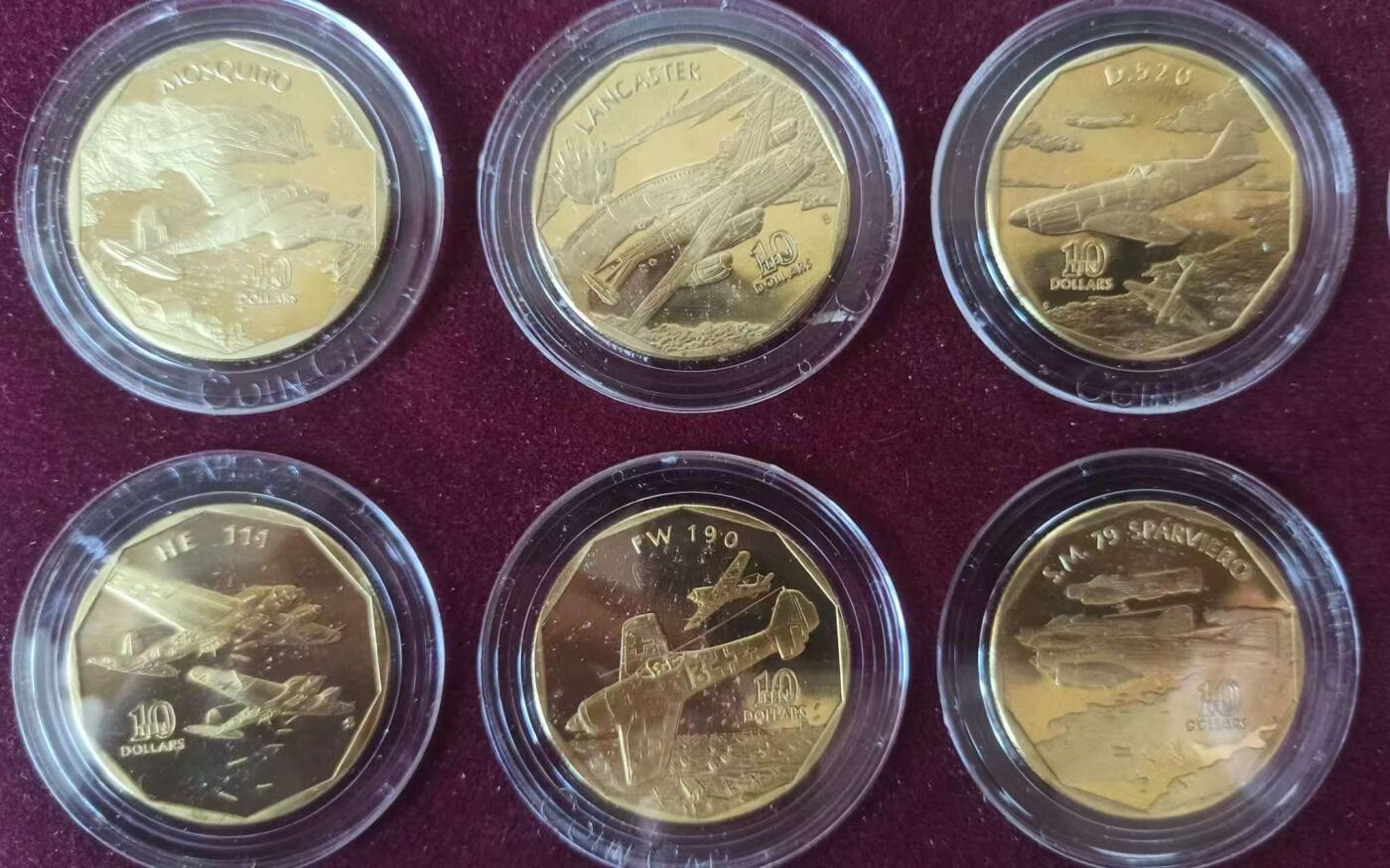 ❤️【币观天下】❤️ 第341期钱币拍卖- 2026.1.30周五晚上6点半场-长期征集拍品 春节前最后一场本场不能存放 节后恢复拍卖 马绍尔群岛二战飞机24枚大套 包含野马、闪电、喷火、飓风、bf109、零战等二战名机，带证书和具体介绍每种飞机一本册子。面值10元