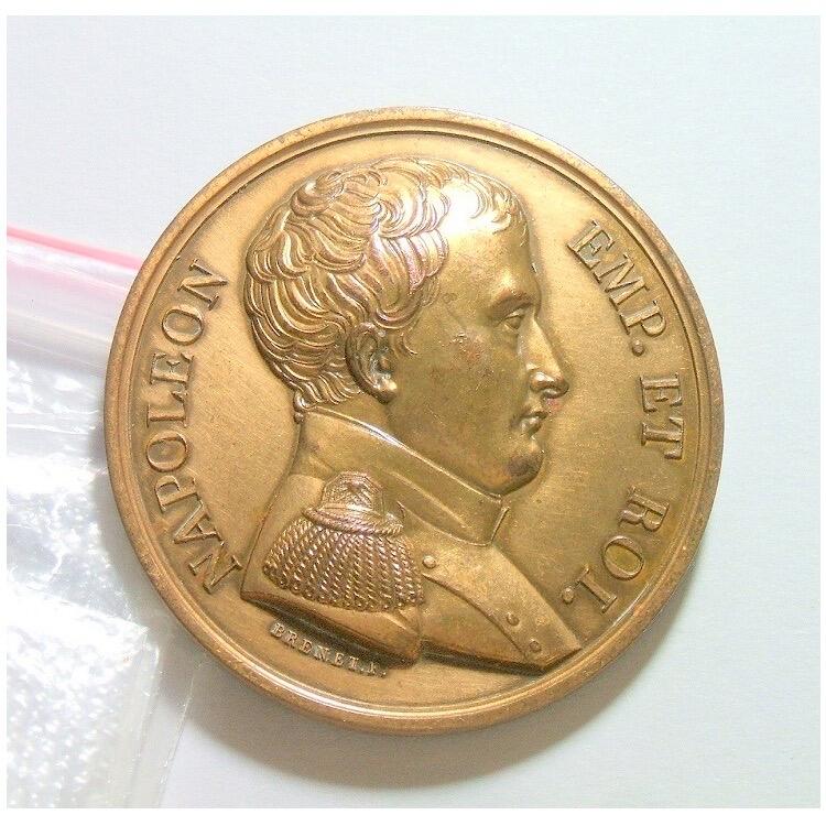 【艺术】法国艺术大章1815年 拿破仑流放圣赫勒拿岛 高浮雕精制大铜章 40MM