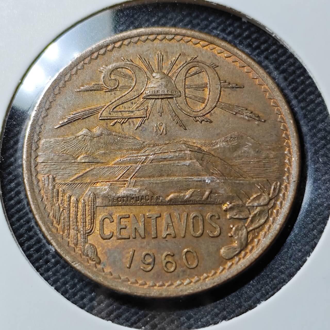 KK钱币收藏小铺  第390期  2月预留时间 周末发货  1966墨西哥20分铜币