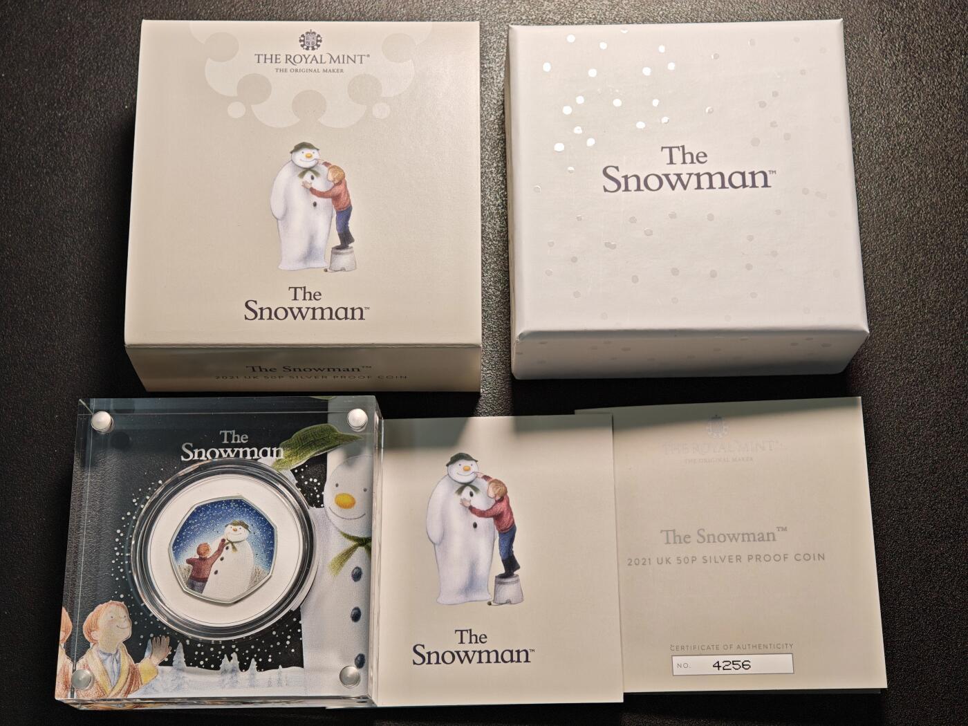 【德藏】世界币章拍卖第163期（拍品征集中~欢迎藏友联系） 2021年 英国雪人50便士彩色精制纪念银币 原盒 原证书 27.3mm 8g 925银