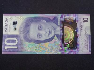 【游宝拍卖】乙巳蛇年第115期 蛇年收官场 - 加拿大-10元【戴斯蒙版 2018年IBNS最佳钞票 全新UNC-】