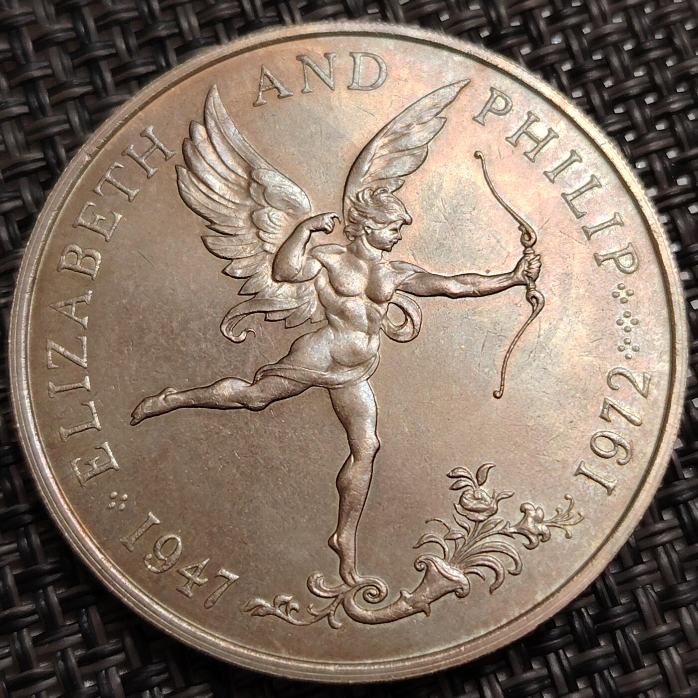 布加迪🐬～世界钱币(上海)🌾第 272 期 /  各国套币和散币 根西岛 1972年 25便士克朗币