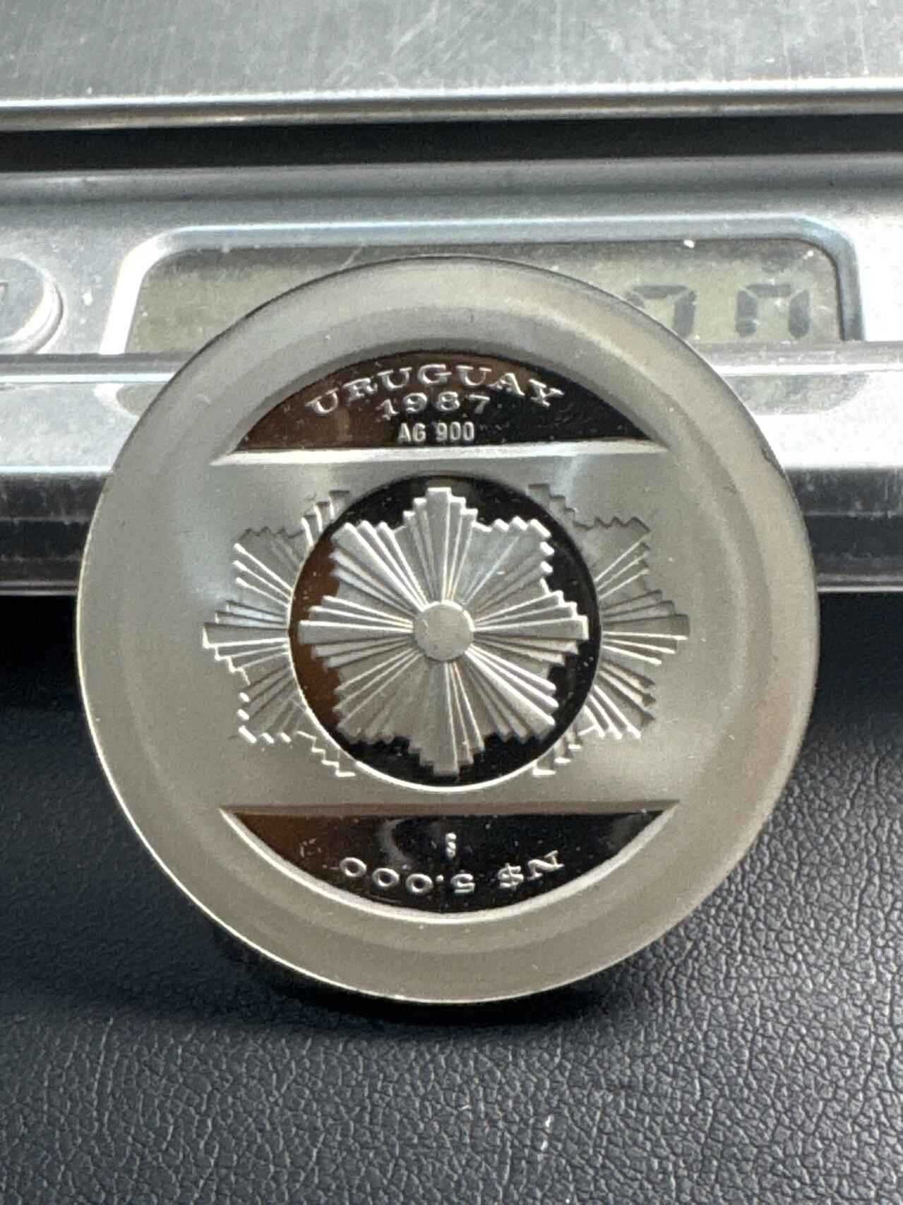 ❤️【币观天下】❤️ 第341期钱币拍卖- 2026.1.30周五晚上6点半场-长期征集拍品 春节前最后一场本场不能存放 节后恢复拍卖 1987 乌拉圭 中央银行 5000比索【精制】银币