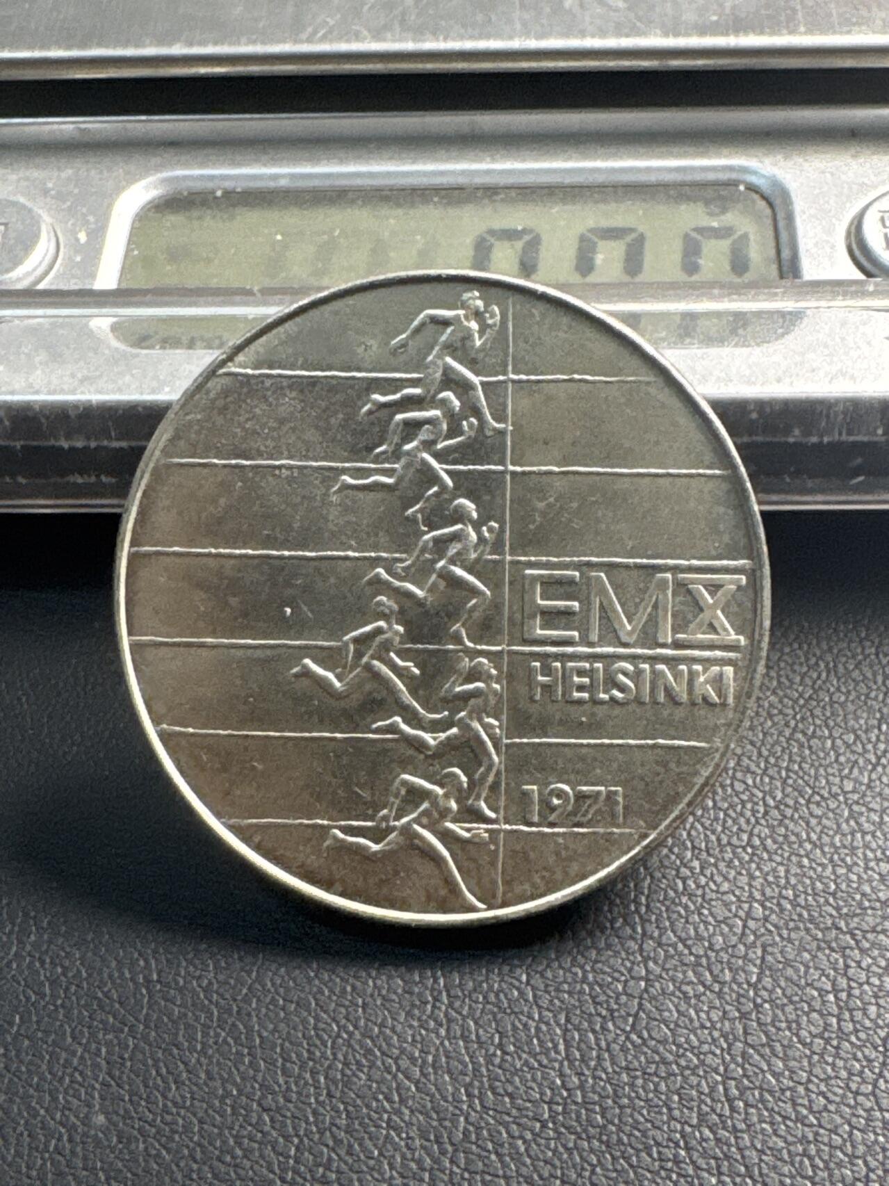 ❤️【币观天下】❤️ 第341期钱币拍卖- 2026.1.30周五晚上6点半场-长期征集拍品 春节前最后一场本场不能存放 节后恢复拍卖 1971年芬兰10马克银币，赫尔辛基欧洲田径锦标赛纪念，24.2克500银