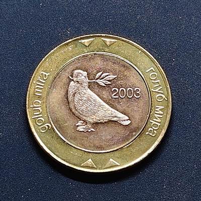 【全场包邮】纯粹捡漏拍498场-持续更新中 - 波斯尼亚和黑塞哥维那2003年2马克鸽子双色币