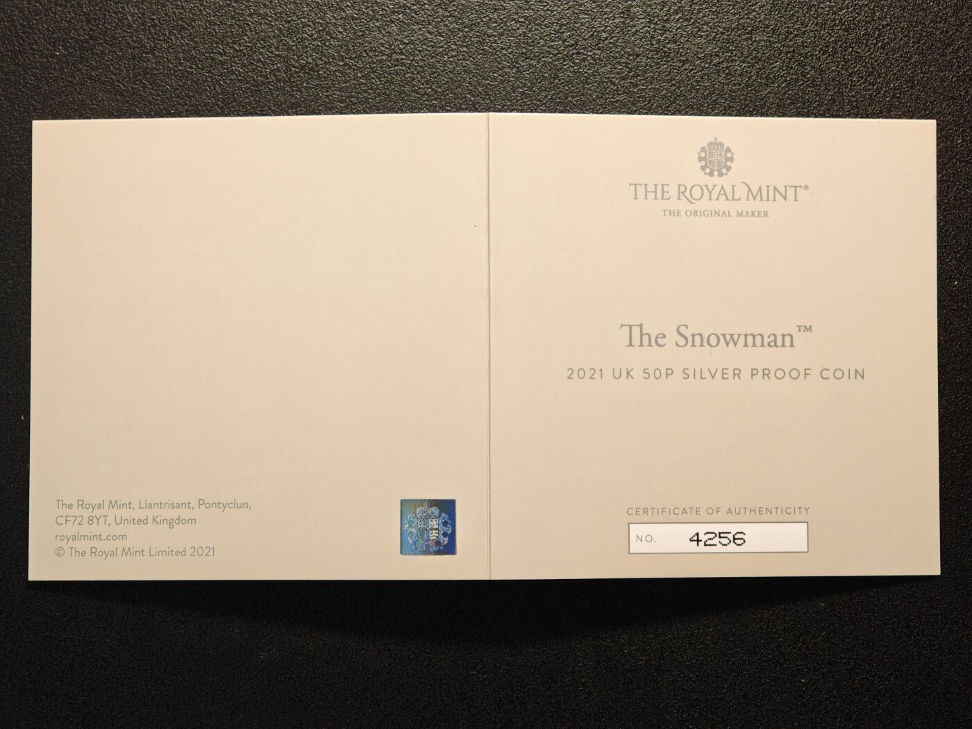 【德藏】世界币章拍卖第163期（拍品征集中~欢迎藏友联系） 2021年 英国雪人50便士彩色精制纪念银币 原盒 原证书 27.3mm 8g 925银