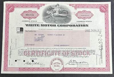 西秦中古拍卖第七十四期 - 美国1980年怀特汽车公司200股股票