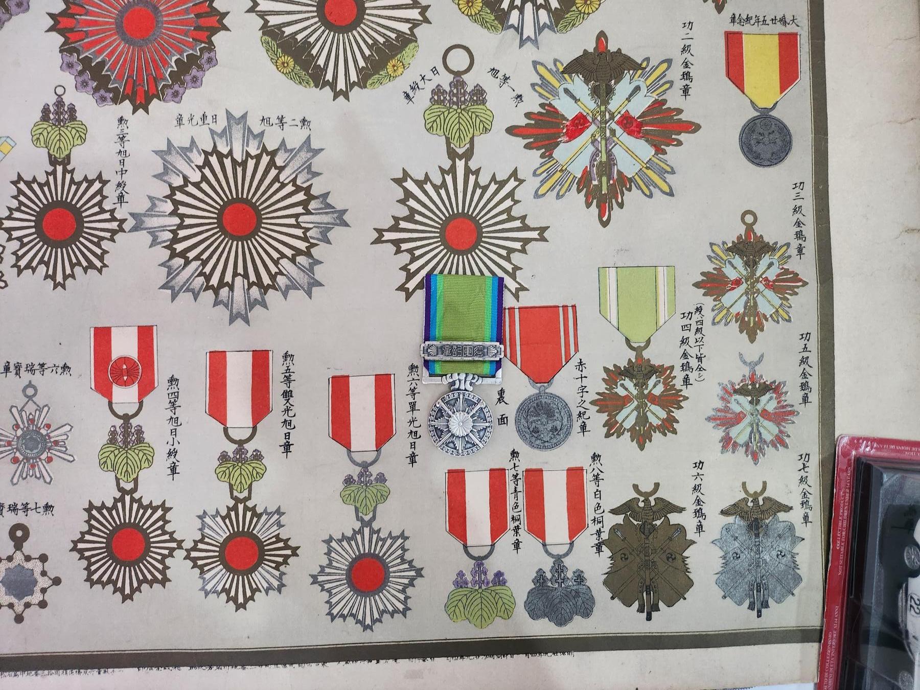 南水社首场拍卖 大日本帝国勲章紀章圖63*46cm1896年石板印刷 年代久远纸质品 品相如图 左下角有折痕与破损