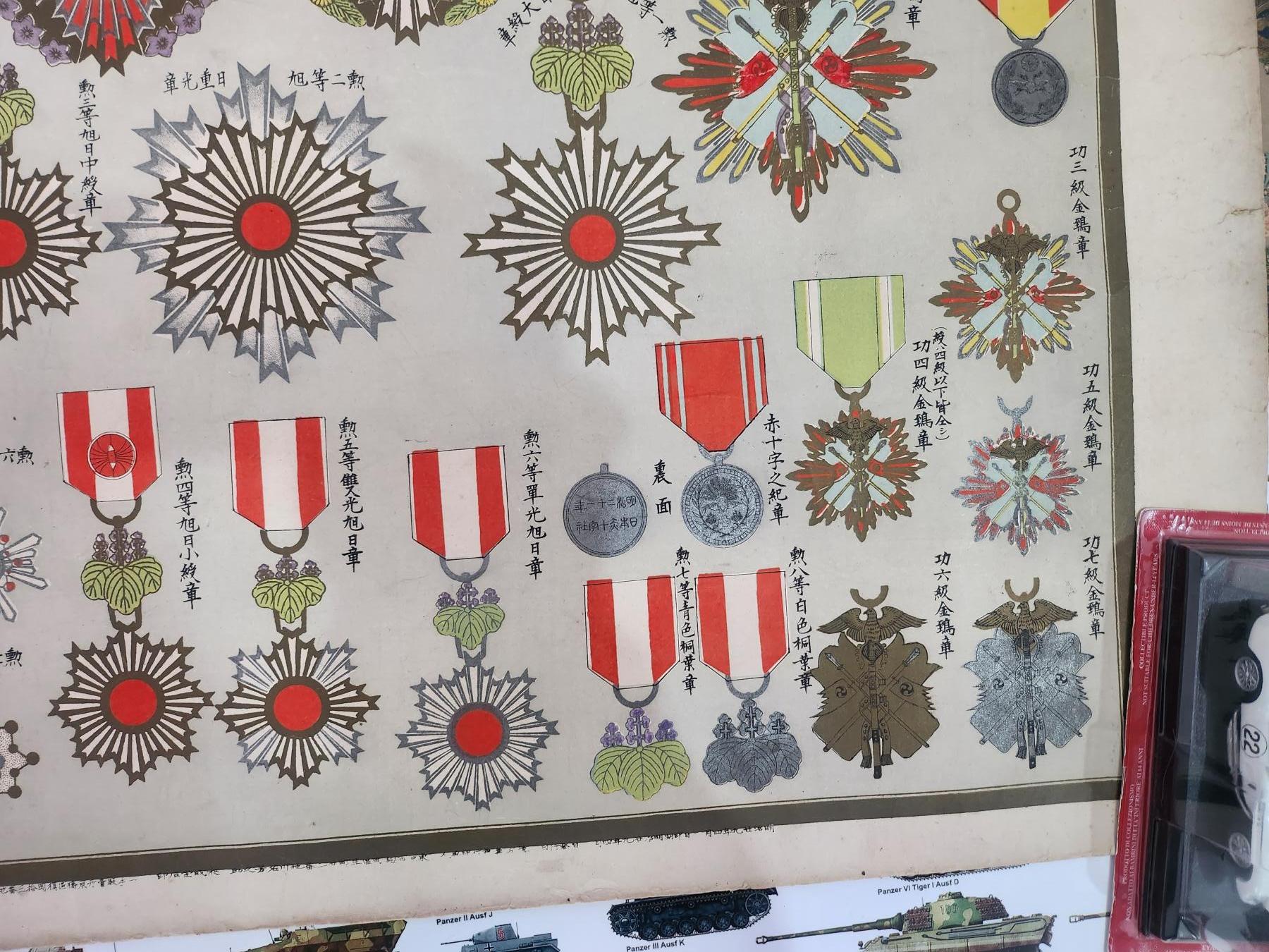 南水社首场拍卖 大日本帝国勲章紀章圖63*46cm1896年石板印刷 年代久远纸质品 品相如图 左下角有折痕与破损