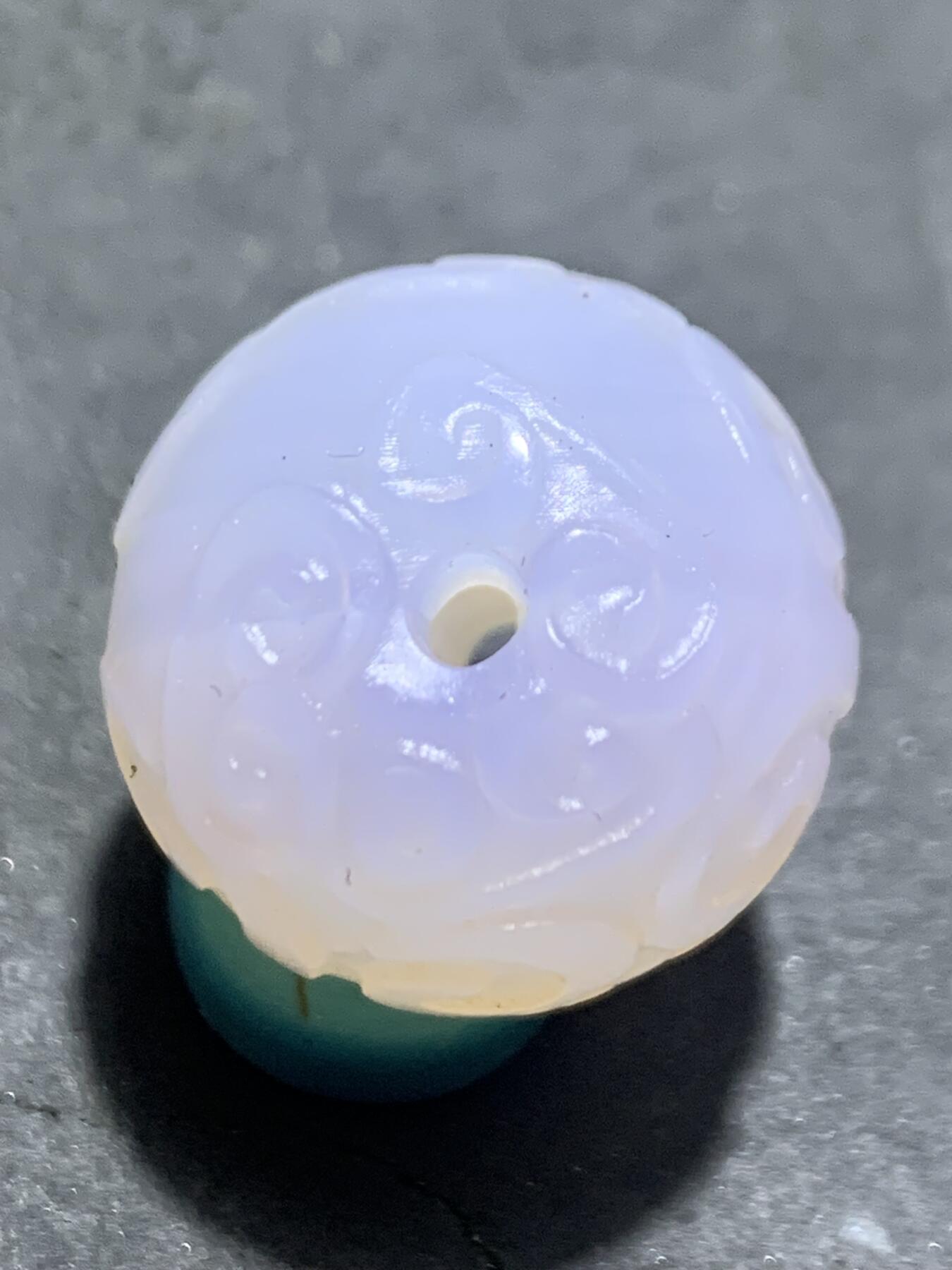 稀有紫罗兰高冰荧光润料玛瑙随形回纹珠一颗