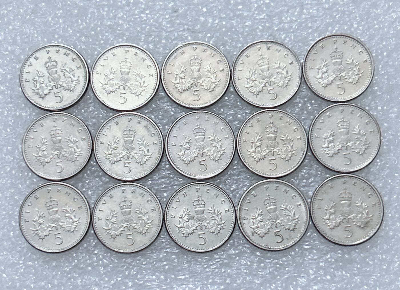 第一海外回流一元起拍收藏 散集专场  第296期 英国5便士硬币 小版 15枚