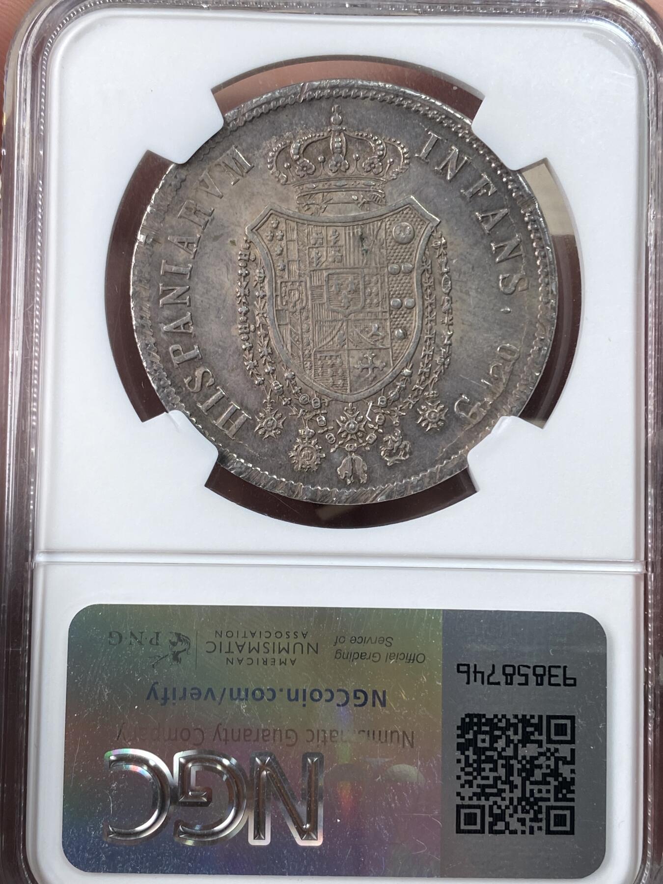 万国钱币拍卖第060期（万国六十期纪念大拍） NGC MS61 1818意大利那不勒斯西西里王国120G大银 斐迪南一世大头版 难得深打 双面原味玫瑰色包浆极美