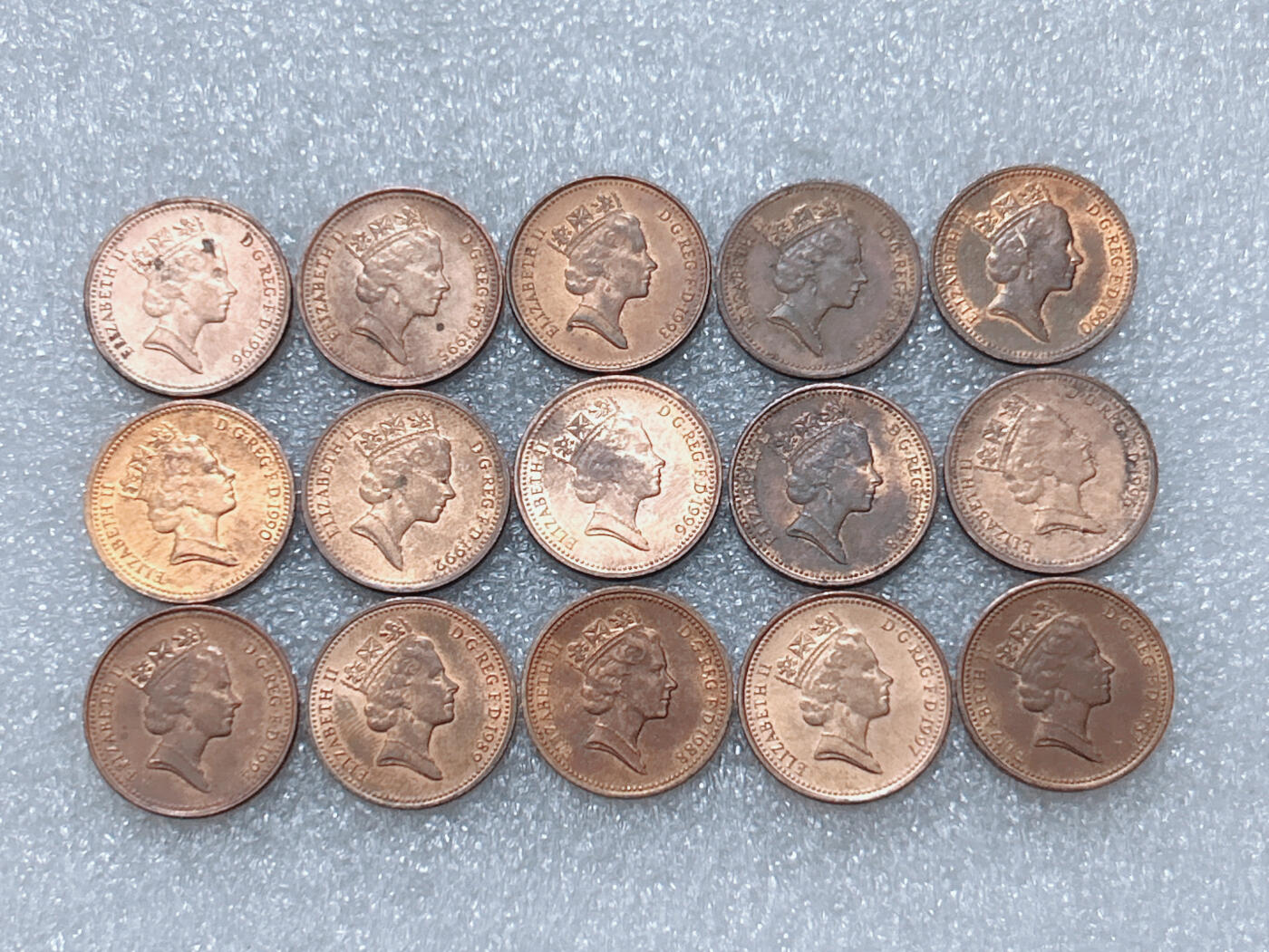 第一海外回流一元起拍收藏 散集专场  第296期 英国1便士硬币 15枚 高冠女王版