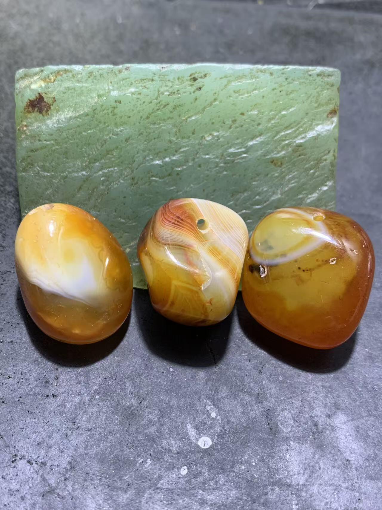 放福利！缠丝玛瑙原石通货吊坠3块