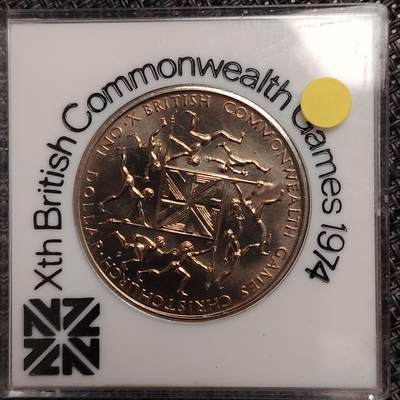 布加迪🐬～世界钱币(上海)🌾第 272 期 /  各国套币和散币 - 新西兰🇳🇿 1974年 1元 英联邦运动会纪念币