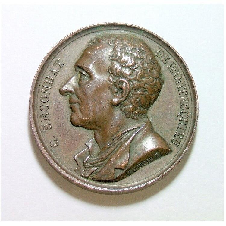 法国1817年 大哲学家孟德斯鸠 高浮雕精制大铜章 40MM