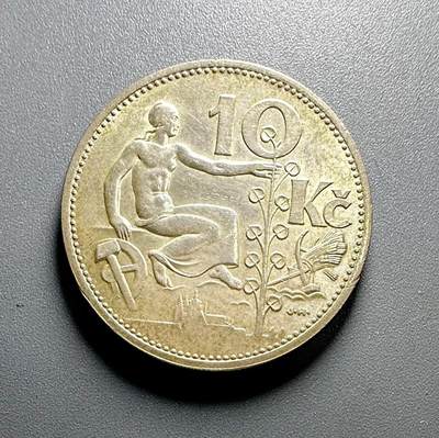 UNC1932年捷克斯洛伐克10科鲁恩银币，直径：30mm、重量：10克、含银：70%。 - UNC1932年捷克斯洛伐克10科鲁恩银币，直径：30mm、重量：10克、含银：70%。