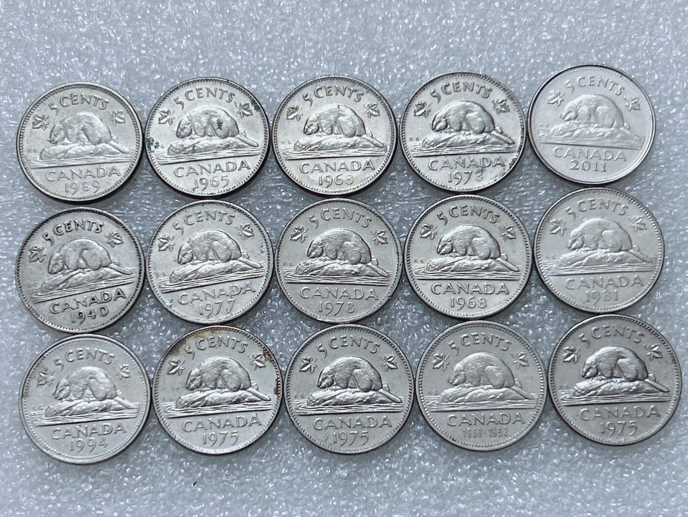 第一海外回流一元起拍收藏 散集专场  第296期 加拿大海狸版5分硬币 15枚