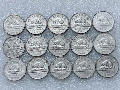 第一海外回流一元起拍收藏 散集专场  第296期 - 加拿大海狸版5分硬币 15枚
