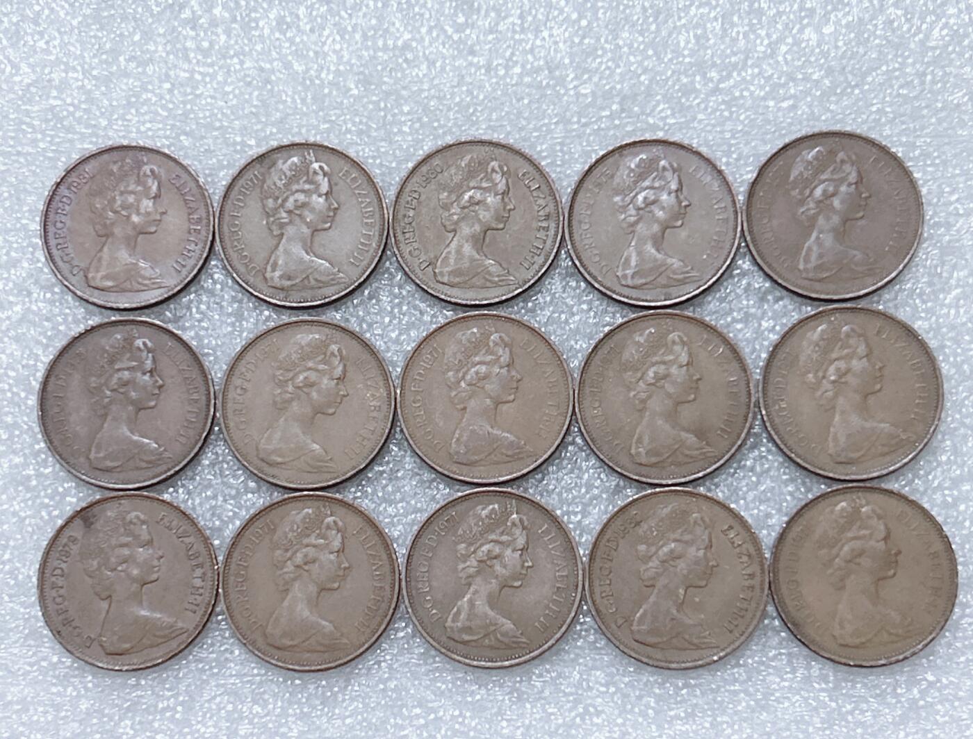 第一海外回流一元起拍收藏 散集专场  第296期 英国2便士硬币 15枚 青年女王版