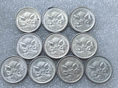 第一海外回流一元起拍收藏 散集专场  第296期 - 澳大利亚5分硬币 高冠女王版 10枚