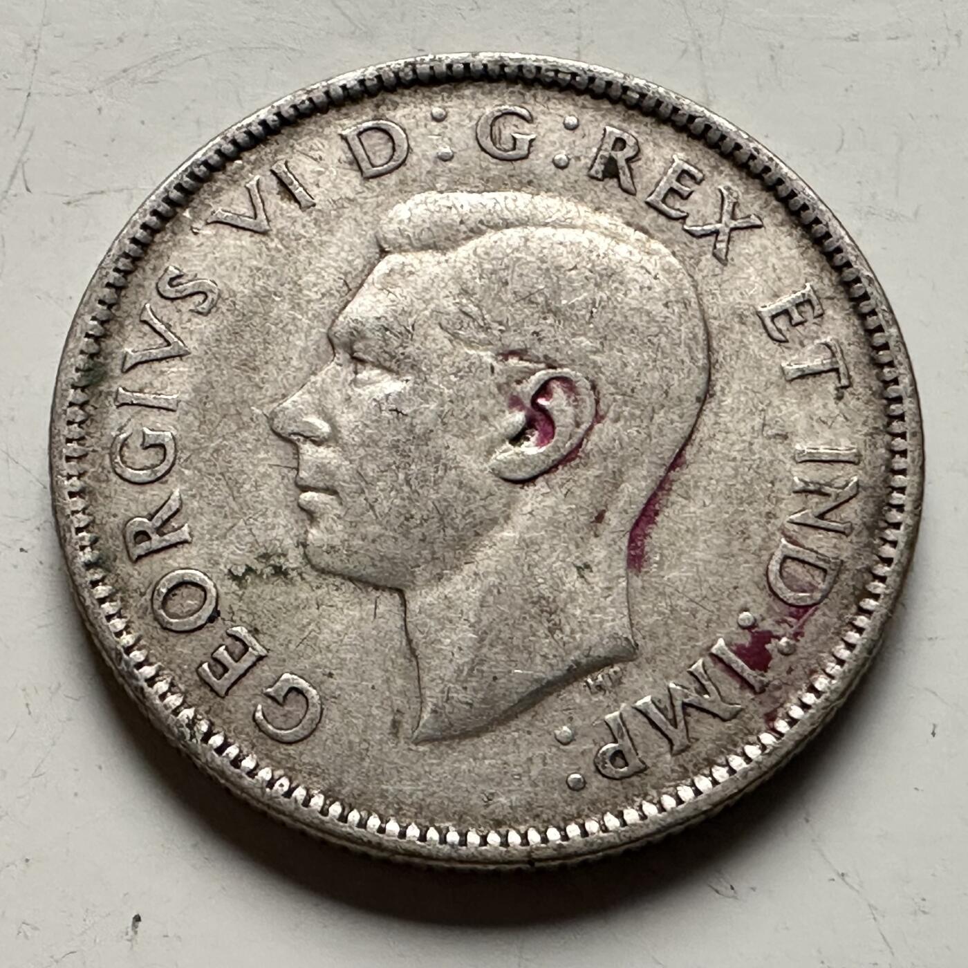 🌹外币初藏🌹🐯2026年第13场  每周二四六晚8️⃣点 接代拍 加拿大1947年25分银币 5.8克 80%银