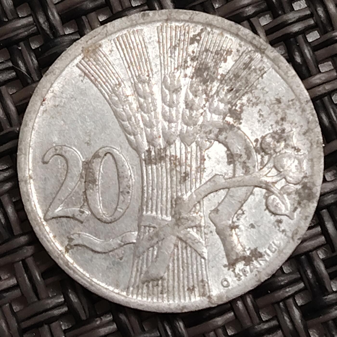 布加迪🐬～世界钱币(上海)🌾第 272 期 /  各国套币和散币 捷克斯洛伐克 1951年 20哈拉铝币