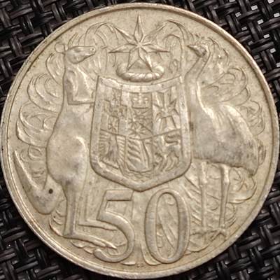布加迪🐬～世界钱币(上海)🌾第 272 期 /  各国套币和散币 - 澳大利亚🇦🇺 1966年 50分银币 13.28g 31.65mm 800银