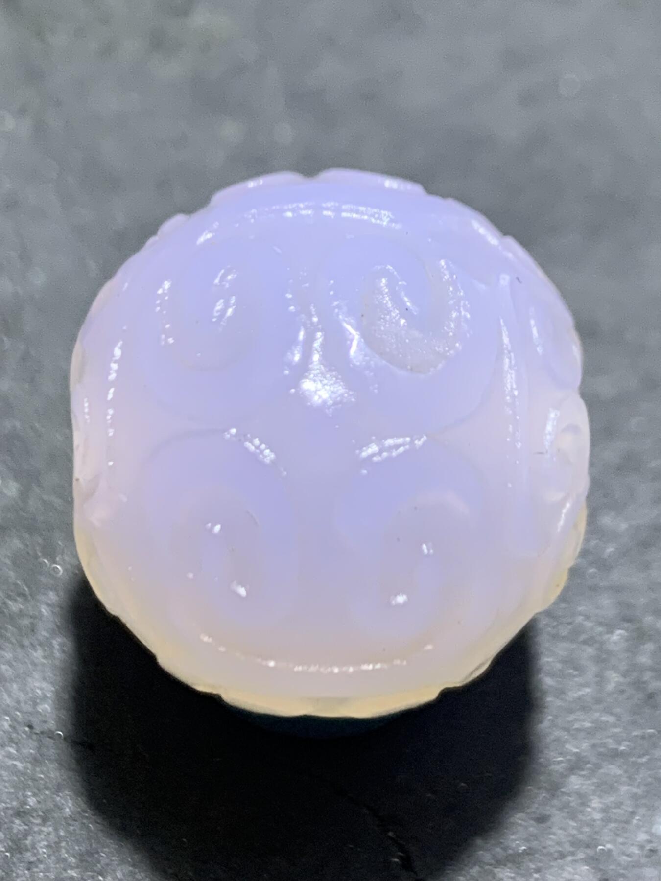 稀有紫罗兰高冰荧光润料玛瑙随形回纹珠一颗