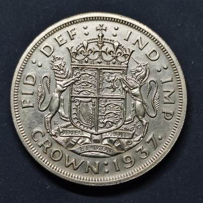 【全场包邮】纯粹捡漏拍499场-持续更新中 - 英国1937年乔治六世1克朗银币【39毫米28.28克50%，纯银价约396元（按28元银价估算）】