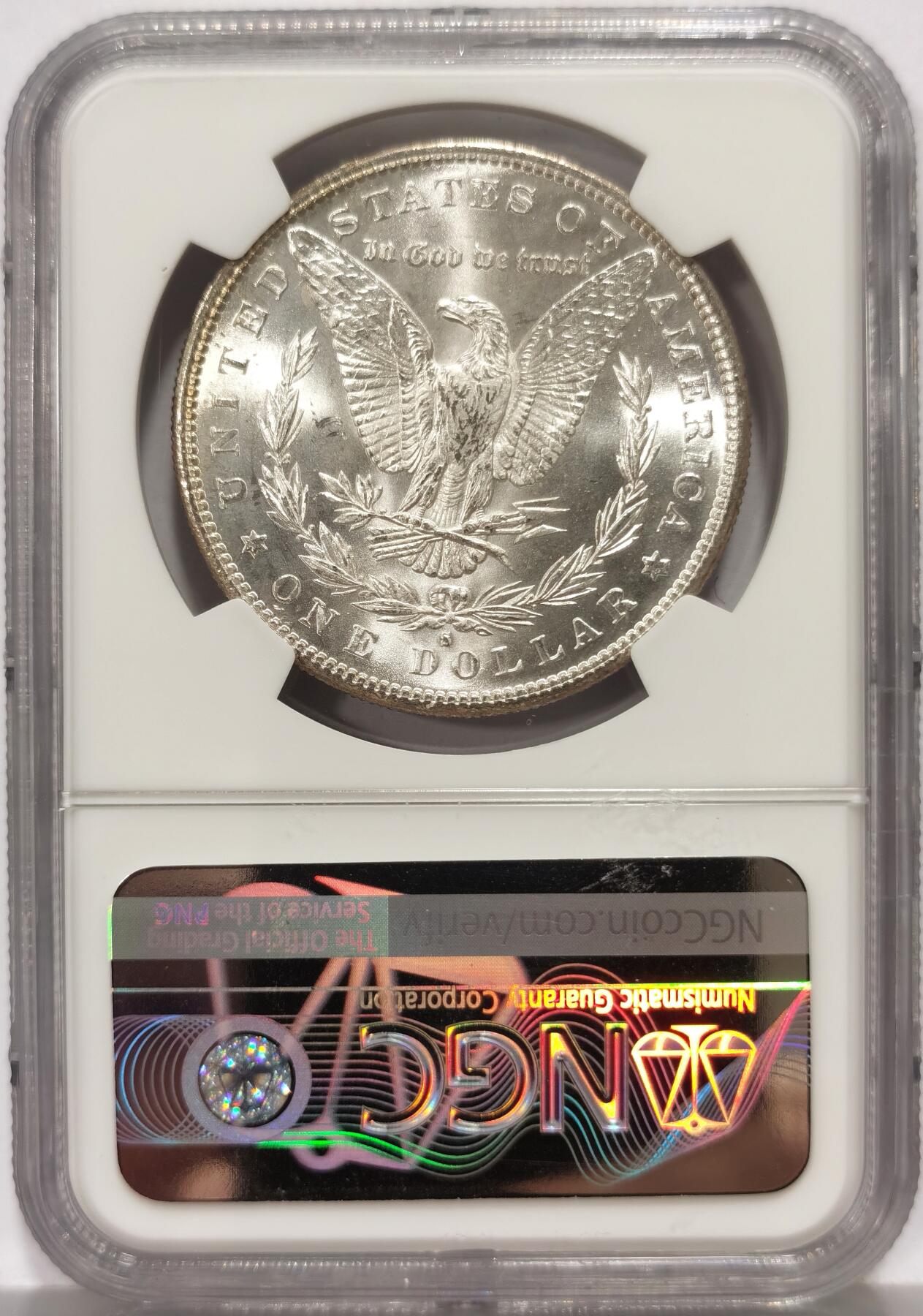 博洋堂世界钱币拍卖第159期（全场包邮） NGC MS66 美国1881 S 摩根 卷首五彩包浆