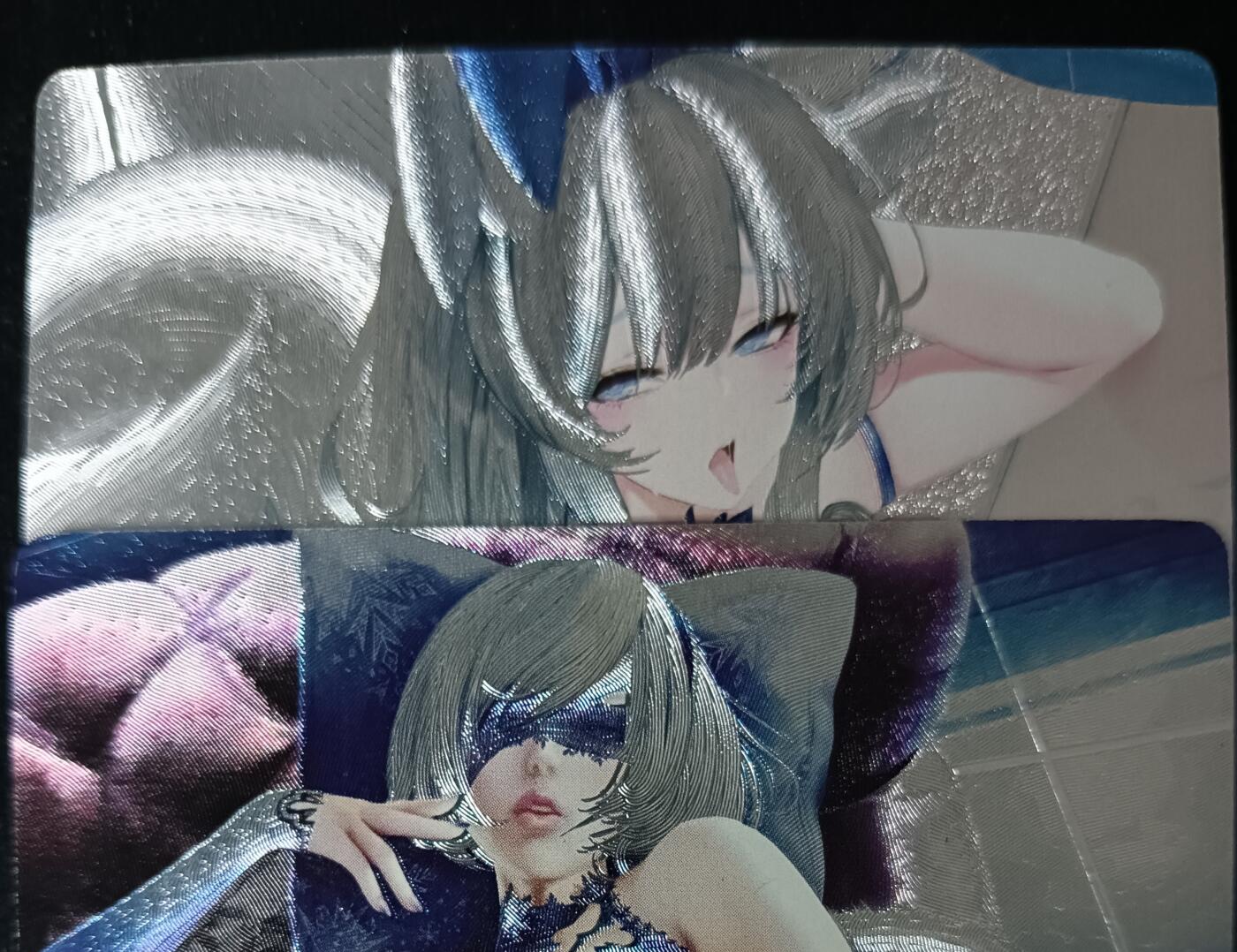 花开卡拍第61期（3月7号周六截拍，品控勿拍!!!拍品不寄存，运费5元（新疆需补运费差价或顺丰到付），自制卡难免瑕疵，可能存在轻微撞角爆边等出厂瑕疵，品控介意勿拍！） 奇点卡牌 尼尔2B等性感女孩 粗闪一对