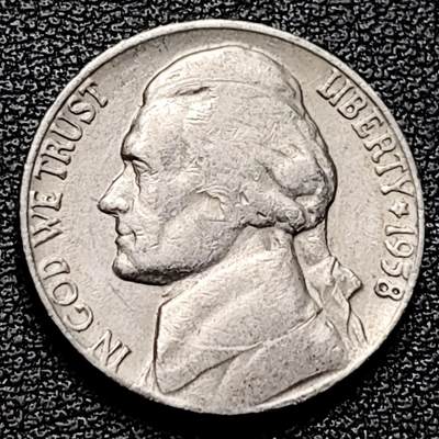 泉币菌-第178场- 精品福利场 -  美国1958年5美分纪念币 杰斐逊 及 故居蒙蒂塞洛庄园 21mm 