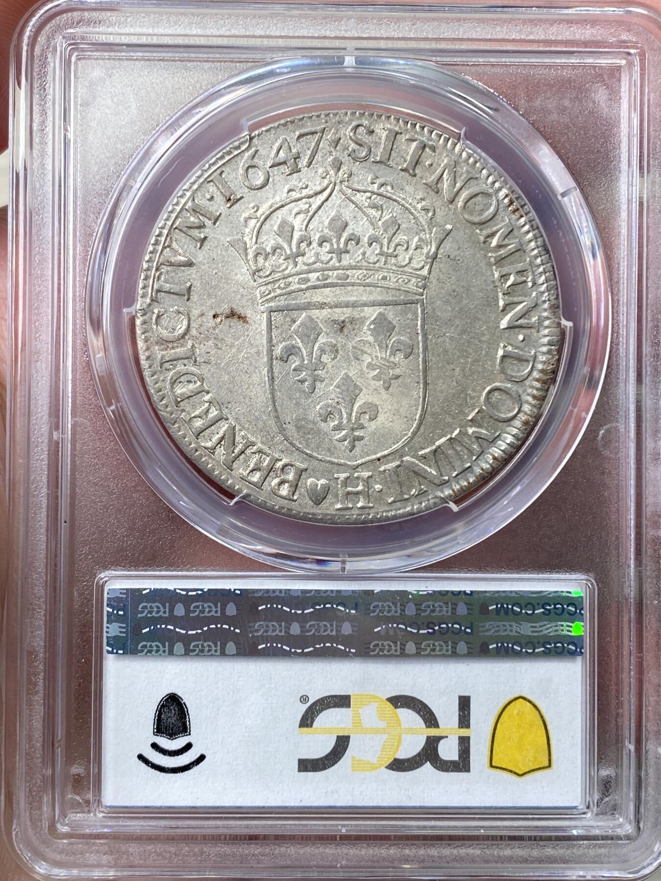 万国钱币拍卖第060期（万国六十期纪念大拍） PCGS MS61 1647年法国太阳王路易十四埃居大银币 红桃H拉罗谢尔造币厂铸 罕见深打银霜转光极美收藏级状态 PC唯一冠军