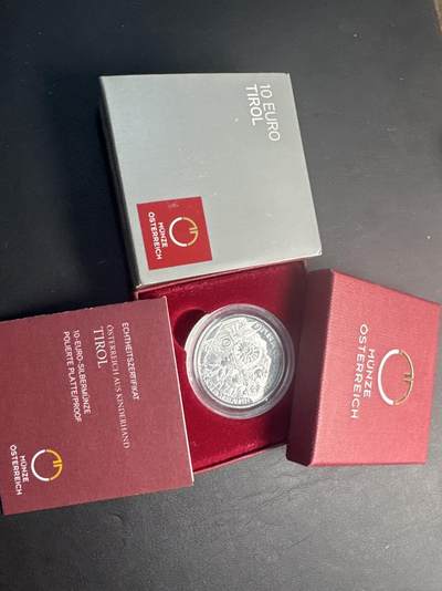 ❤️【币观天下】❤️ 第341期钱币拍卖- 2026.1.30周五晚上6点半场-长期征集拍品 春节前最后一场本场不能存放 节后恢复拍卖 - 奥地利联邦省系列银币 盒证齐全(面值10欧，重量17.3克)2014-1